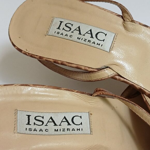 Brown Leather Reptile Print Cut Out PeepToe Sling-Back High Kitten heels Sz 8.5 - Picture 8 of 9